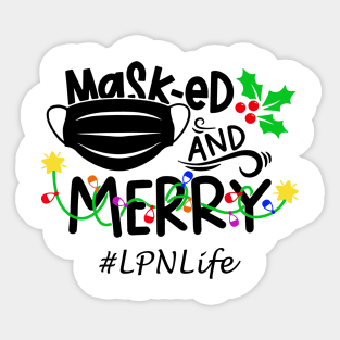 Masked And Merry LPN Christmas Sticker